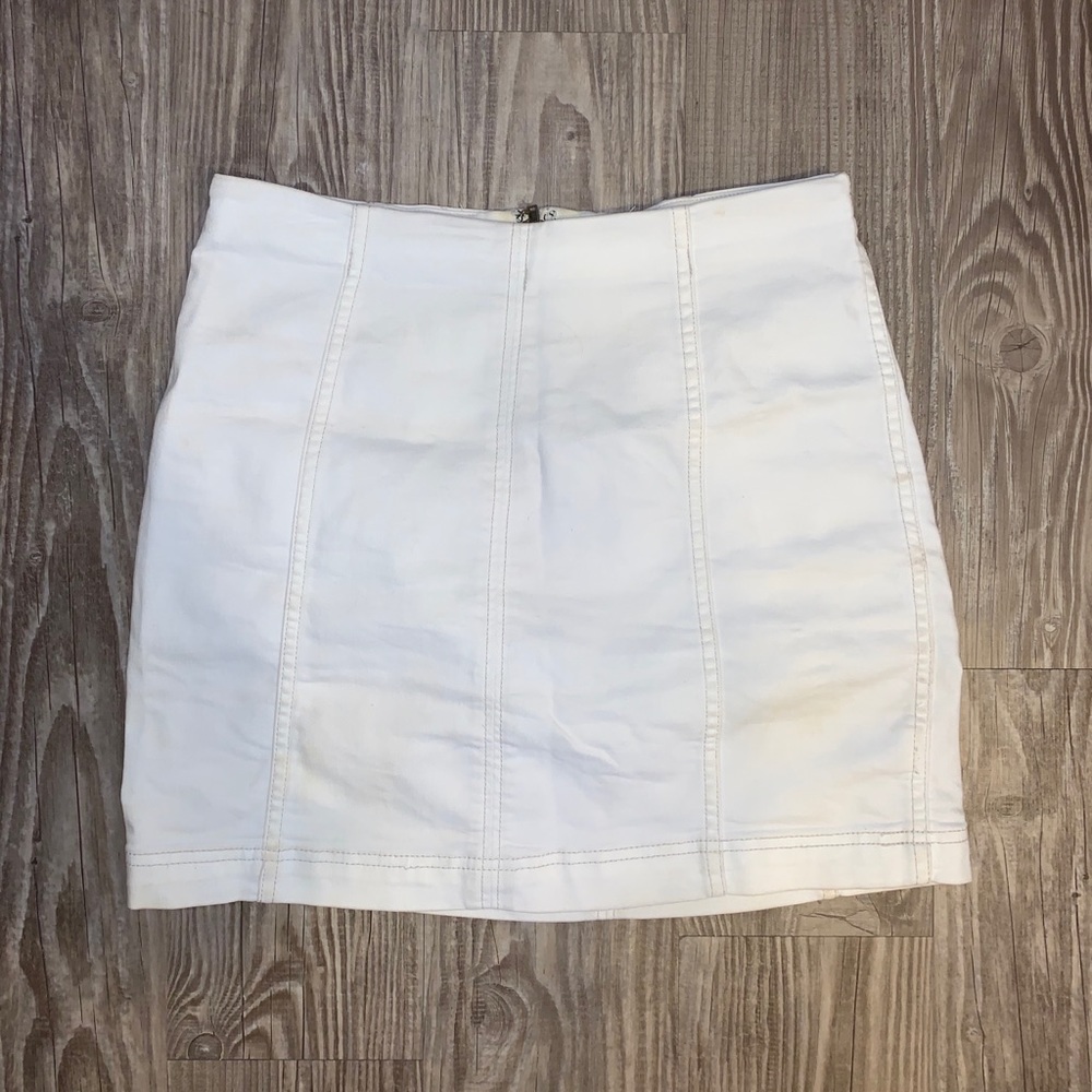 Free People white denim skirt